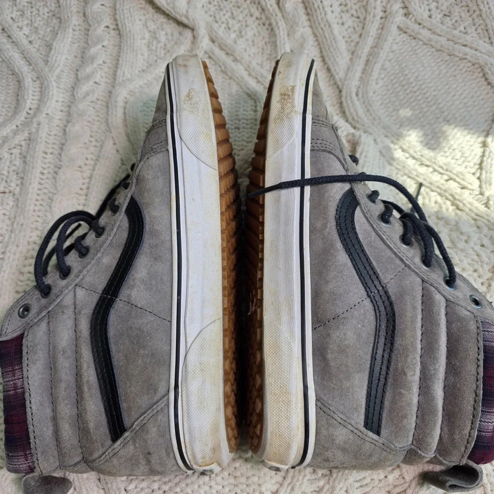 Vans Sk8-Hi MTE Grey Suede Plaid High Top Sneakers Mens 10.5 Good
